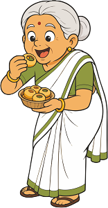 Grandmother enjoying hygienic ready-to-eat pani puri