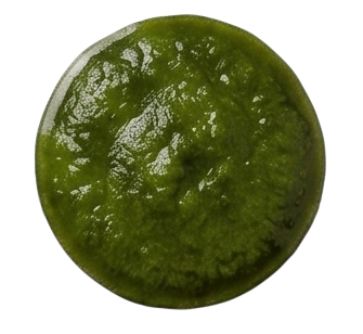 Green mint chutney served with ready-to-eat pani puri