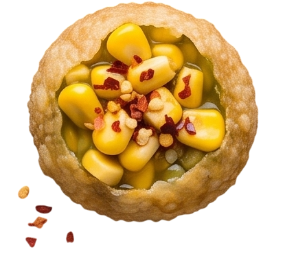 Hygienic ready-to-eat pani puri served with chutneys