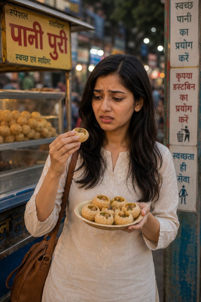 Unsure about hygiene at a roadside pani puri stall